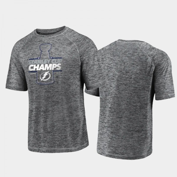 Men's Tampa Bay Lightning 2020 Stanley Cup Champions locker room Laser Shot Gray T-Shirt