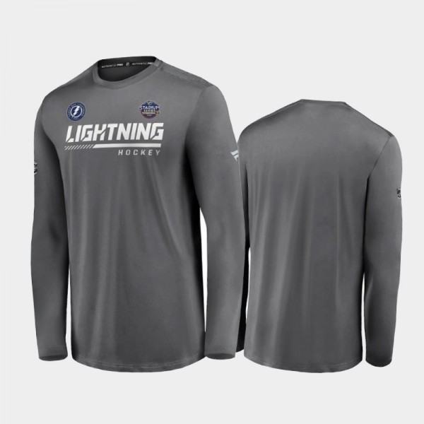 Tampa Bay Lightning 2022 Stadium Series Authentic Pro Long Sleeve Gray T-Shirt Men
