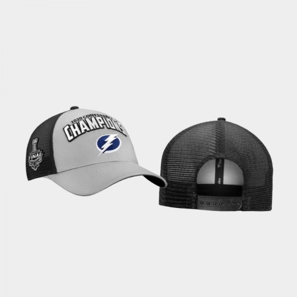 Men's Tampa Bay Lightning Adjustable Trucker 2020 Eastern Conference Champions Gray Black Hat