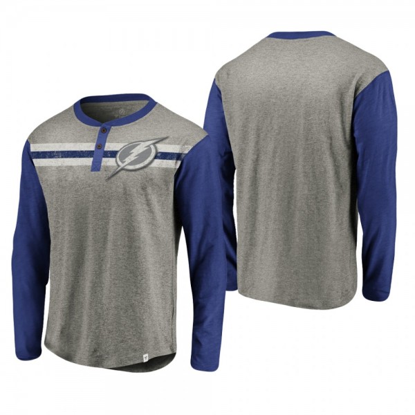Tampa Bay Lightning Heathered Gray True Classics Retro Stripe Long Sleeve T-Shirt