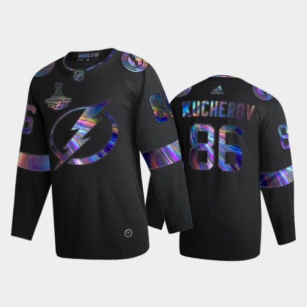 Men's Tampa Bay Lightning Nikita Kucherov #86 Iridescent Holographic Black Authentic Jersey