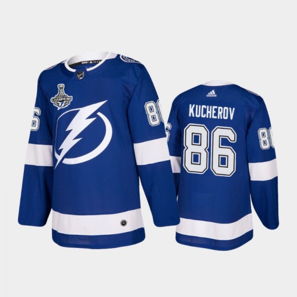 Tampa Bay Lightning Nikita Kucherov #86 2020 Stanley Cup Champions Blue Authentic Patch Jersey