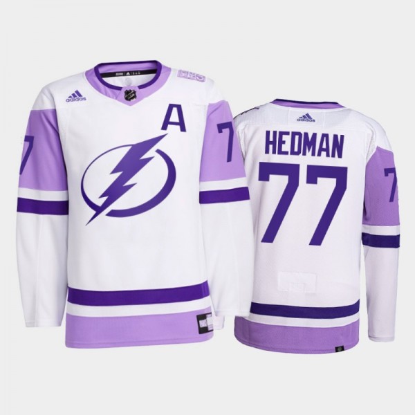 Tampa Bay Lightning 2021 HockeyFightsCancer Victor Hedman White #77 Primegreen Jersey