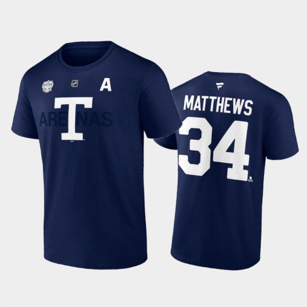 Men Toronto Maple Leafs Auston Matthews #34 2022 Heritage Classic Navy T-Shirt