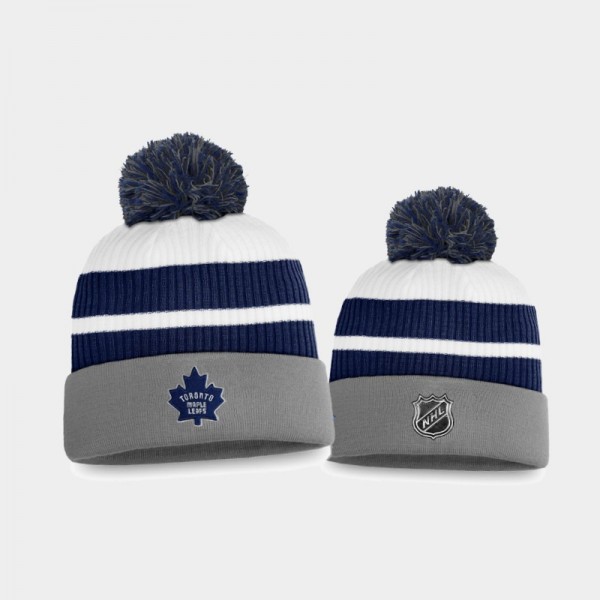 Men Toronto Maple Leafs Throwback Pom Cuffed 2021 Special Edition Blue Knit Hat