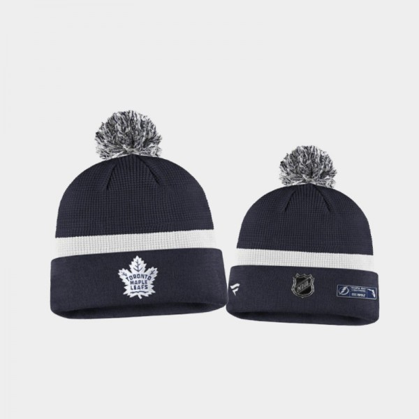 Men's Toronto Maple Leafs Authentic Pro Cuffed Pom 2020 NHL Draft Blue White Knit Hat