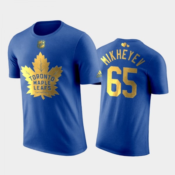 Men's Toronto Maple Leafs Ilya Mikheyev #65 2020 Father's Day Golden Limited Royal T-Shirt