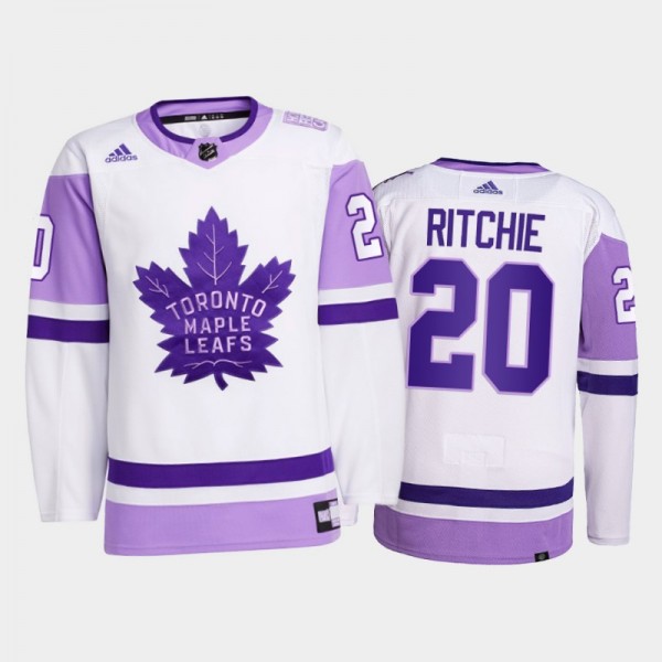 Nick Ritchie #20 Toronto Maple Leafs 2021 HockeyFightsCancer White Primegreen Jersey
