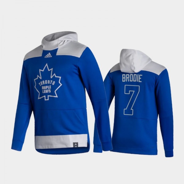 Men's Toronto Maple Leafs T. J. Brodie #7 Authentic Pullover Special Edition 2021 Reverse Retro Blue Hoodie