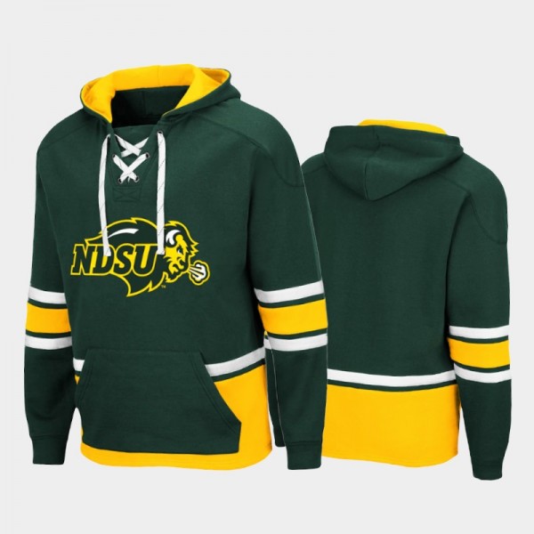 Men NDSU Bison Lace-up Pullover Green Hoodie Colle...