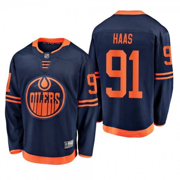 Edmonton Oilers Gaetan Haas #91 Alternate Navy 2019-20 Breakaway Player Jersey