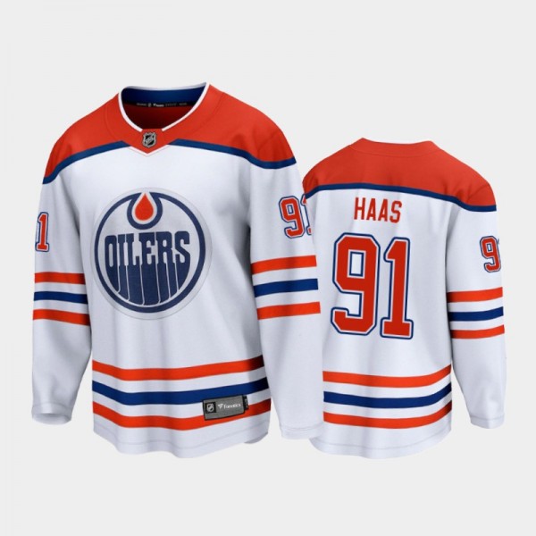 Men's Edmonton Oilers Gaetan Haas #91 Special Edition White 2021 Jersey