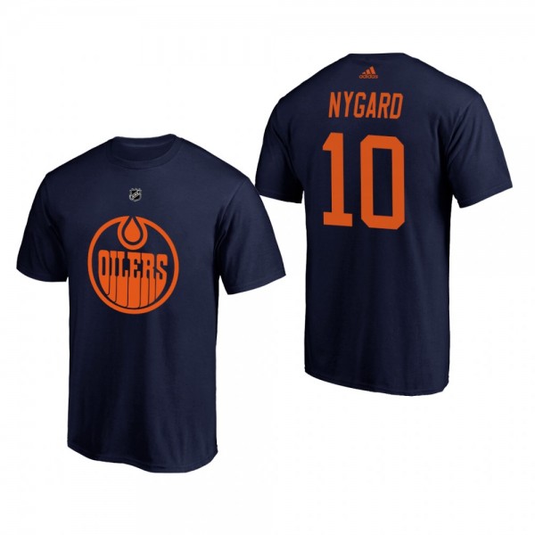 Men's Edmonton Oilers Joakim Nygard #10 Authentic Stack Alternate Navy T-Shirt