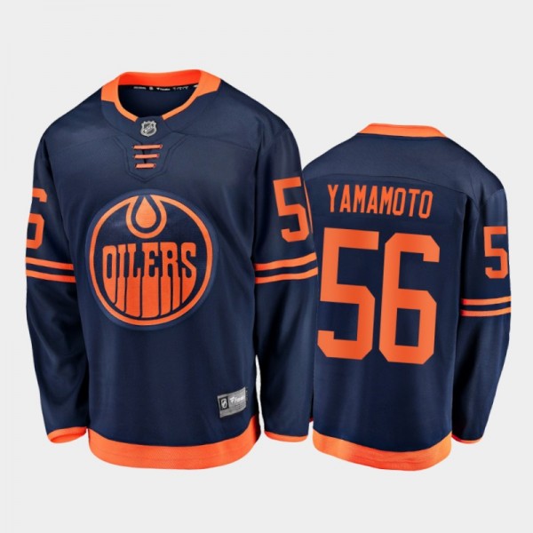 Men's Edmonton Oilers Kailer Yamamoto #56 Alternate Navy 2021 Jersey