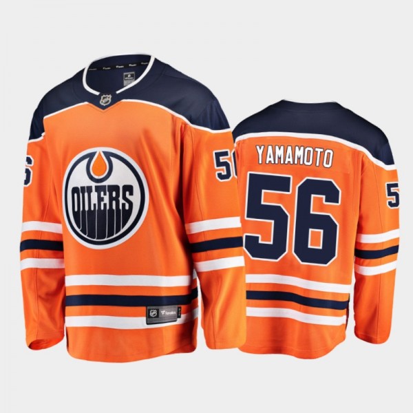 Men's Edmonton Oilers Kailer Yamamoto #56 Home Orange 2021 Jersey