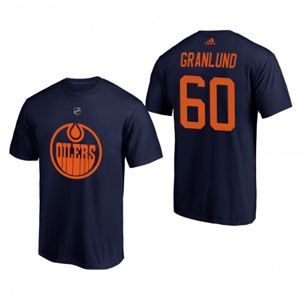 Men's Edmonton Oilers Markus Granlund #60 Authentic Stack Alternate Navy T-Shirt