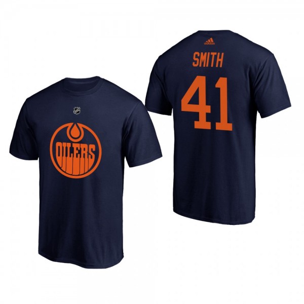 Men's Edmonton Oilers Mike Smith #41 Authentic Stack Alternate Navy T-Shirt