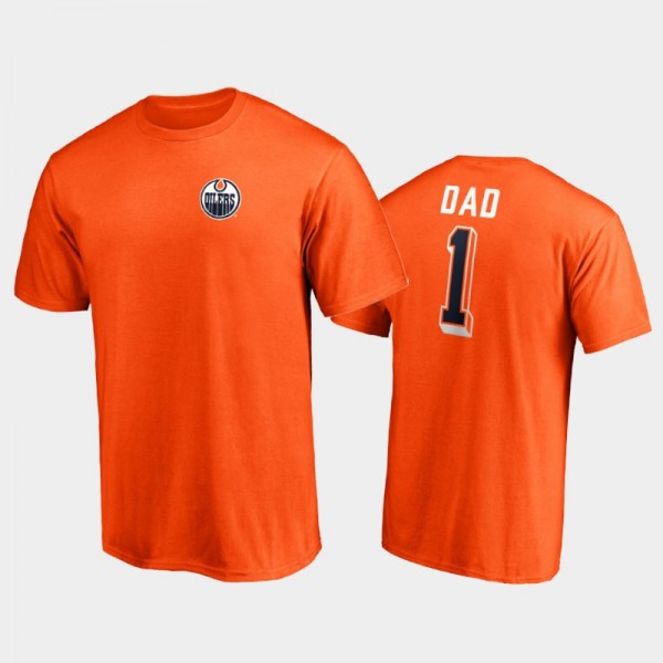 Men's Edmonton Oilers 2021 Father Day Orange T-Shirt
