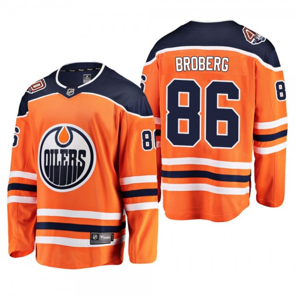 Edmonton Oilers Philip Broberg #86 Home Breakaway Orange Jersey