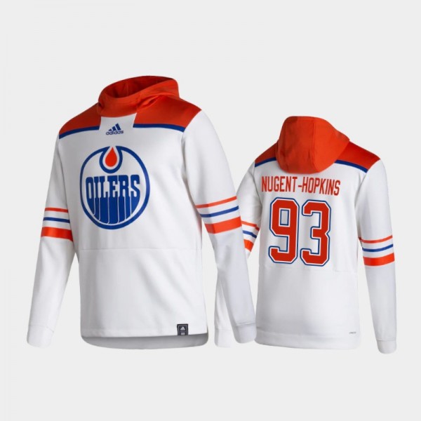 Men's Edmonton Oilers Ryan Nugent-Hopkins #93 Authentic Pullover Special Edition 2021 Reverse Retro White Hoodie