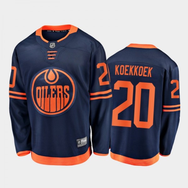 Men's Edmonton Oilers Slater Koekkoek #20 Alternate Navy 2020-21 Breakaway Player Jersey