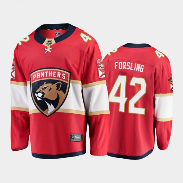 Men's Florida Panthers Gustav Forsling #42 Home Red 2020-21 Breakaway Player Jersey