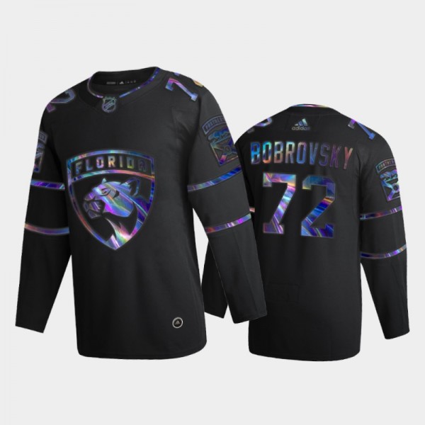 Men's Florida Panthers Sergei Bobrovsky #72 Iridescent Holographic Black Authentic Jersey