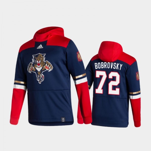 Men's Florida Panthers Sergei Bobrovsky #72 Authentic Pullover 2021 Reverse Retro Navy Hoodie