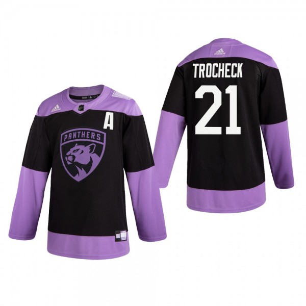 Vincent Trocheck #21 Florida Panthers 2019 Hockey Fights Cancer Black Practice Jersey