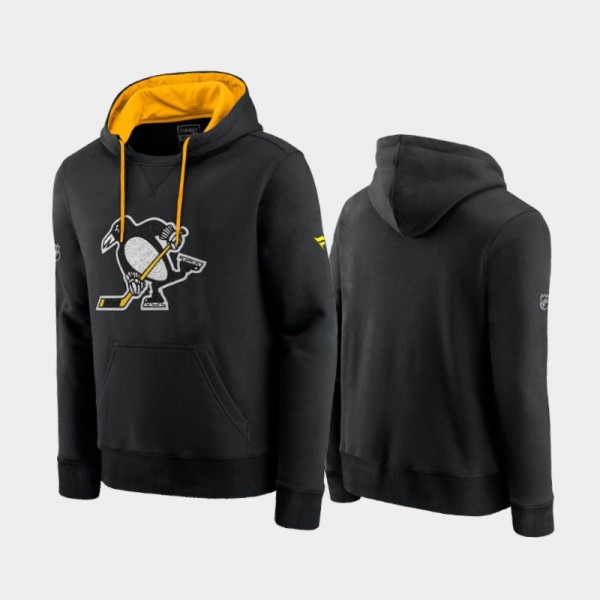 Men's Pittsburgh Penguins Special Edition Archival Throwback Pullover Black Hoodie