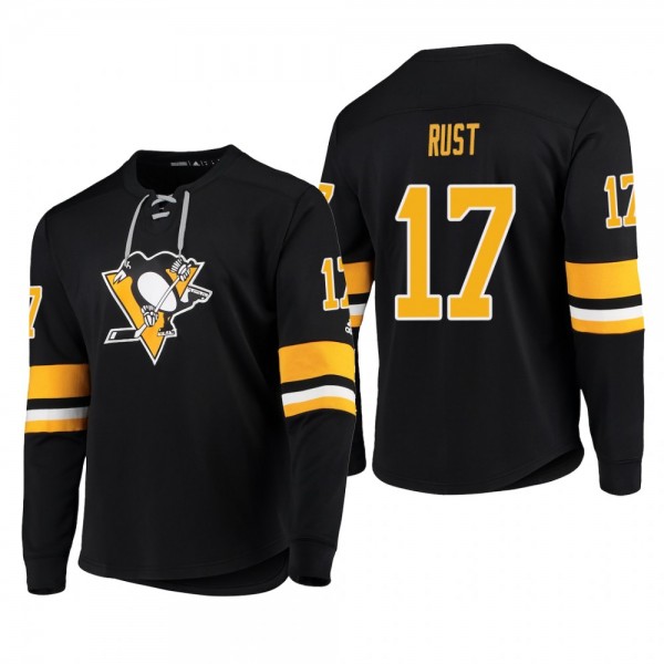 Penguins Bryan Rust #17 Platinum Long Sleeve 2018-19 Cheap Jersey T-Shirt Black
