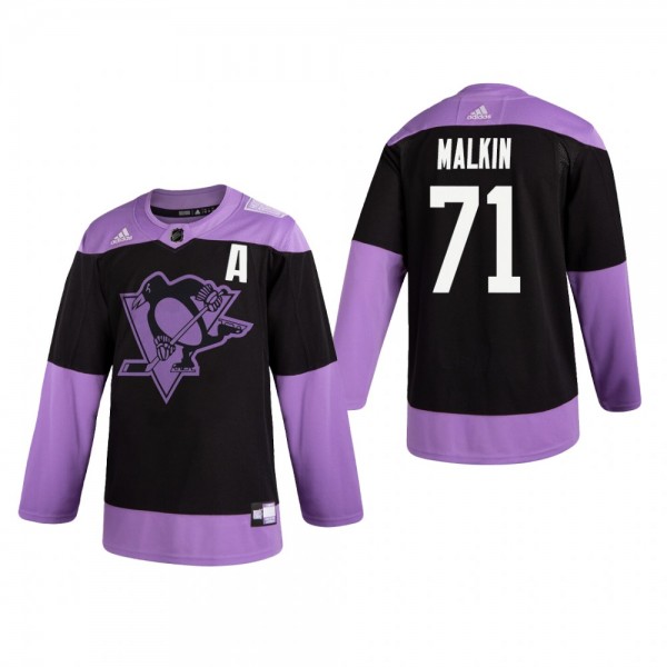 Evgeni Malkin #71 Pittsburgh Penguins 2019 Hockey Fights Cancer Black Practice Jersey