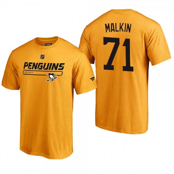 Men's Pittsburgh Penguins Evgeni Malkin #71 Rinkside Collection Prime Authentic Pro Gold T-shirt