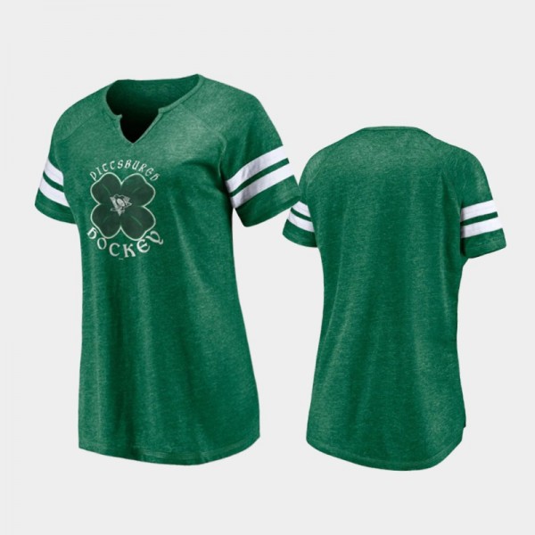 Women's Pittsburgh Penguins 2021 St. Patrick's Day Celtic Notch Neck Kelly Green T-Shirt