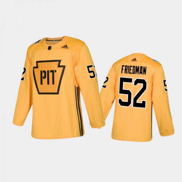Men's Pittsburgh Penguins Mark Friedman #52 Practice Gold Authentic Jersey