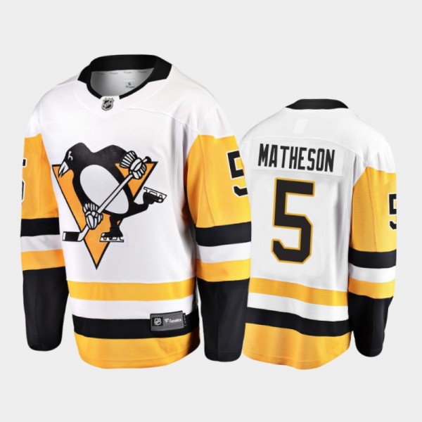 Pittsburgh Penguins Mike Matheson #5 Away White 2020-21 Breakaway Player Jersey