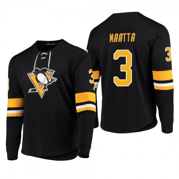 Penguins Olli Maatta #3 Platinum Long Sleeve 2018-19 Cheap Jersey T-Shirt Black