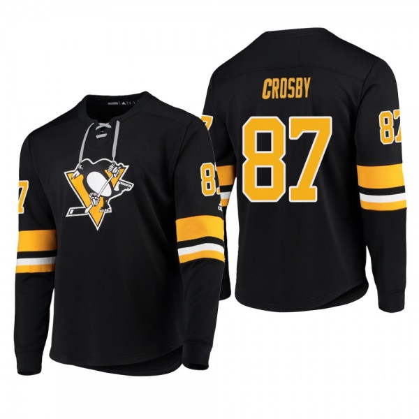 Penguins Sidney Crosby #87 Platinum Long Sleeve 2018-19 Cheap Jersey T-Shirt Black