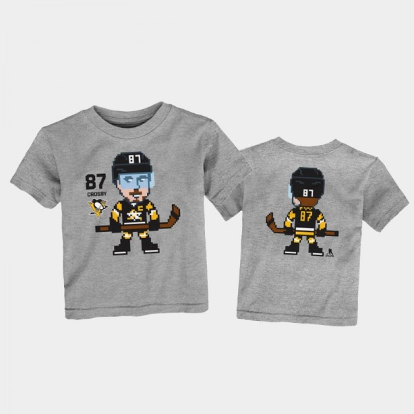 Penguins Sidney Crosby #87 Pixel Player Gray T-Shi...