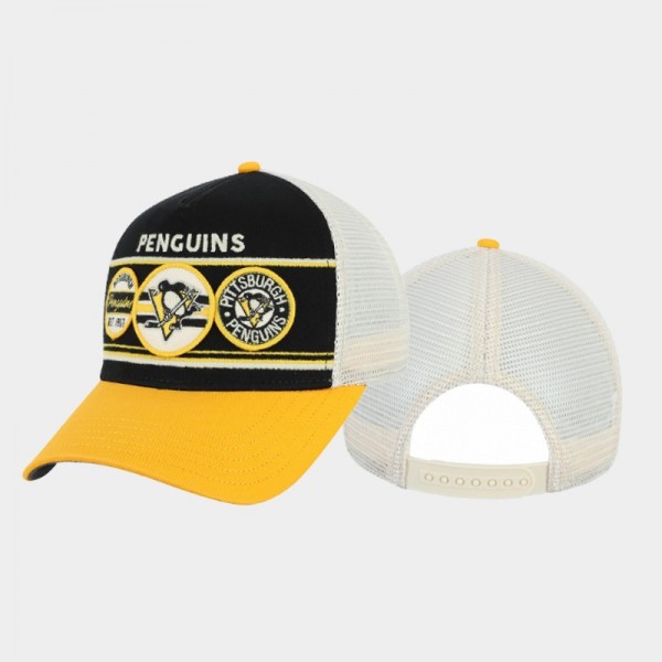 Men's Pittsburgh Penguins Adjustable Trucker American Needle Black Gold Hat