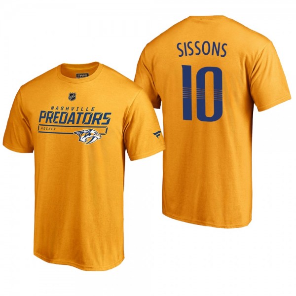Nashville Predators Colton Sissons #10 Rinkside Collection Prime Authentic Pro Gold T-shirt - Men's