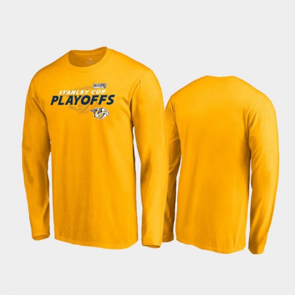Men's Nashville Predators 2021 Stanley Cup Playoffs Turnover Long Sleeve Gold T-Shirt