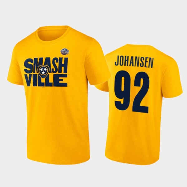 Men Nashville Predators Ryan Johansen #92 2022 Stadium Series Gold T-Shirt