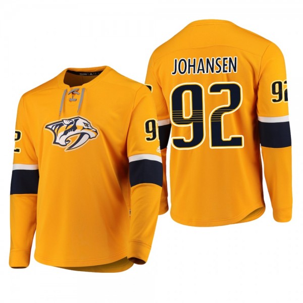 Predators Ryan Johansen #92 Platinum Long Sleeve 2018-19 Cheap Jersey T-Shirt Yellow