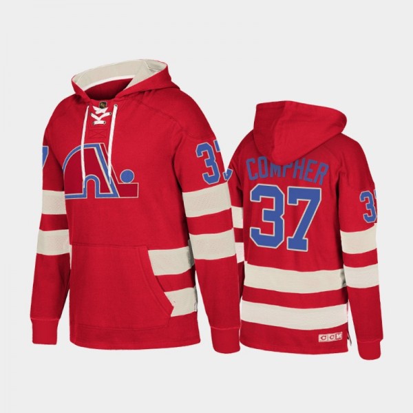 J. T. Compher #37 Quebec Nordiques Vintage Red Pullover Hoodie