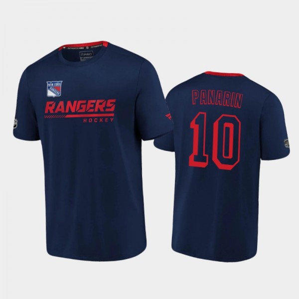 2020-21 New York Rangers Artemi Panarin #10 Authentic Pro Locker Room Performance Navy T-Shirt