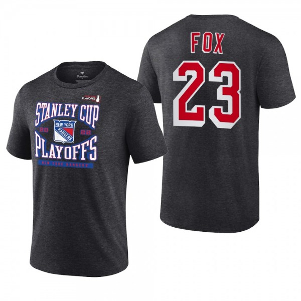 Adam Fox 2022 Stanley Cup Playoffs Charcoal Rangers T-Shirt