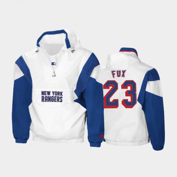 Men's New York Rangers Adam Fox #23 Half-Zip Spring Trainer White Jacket