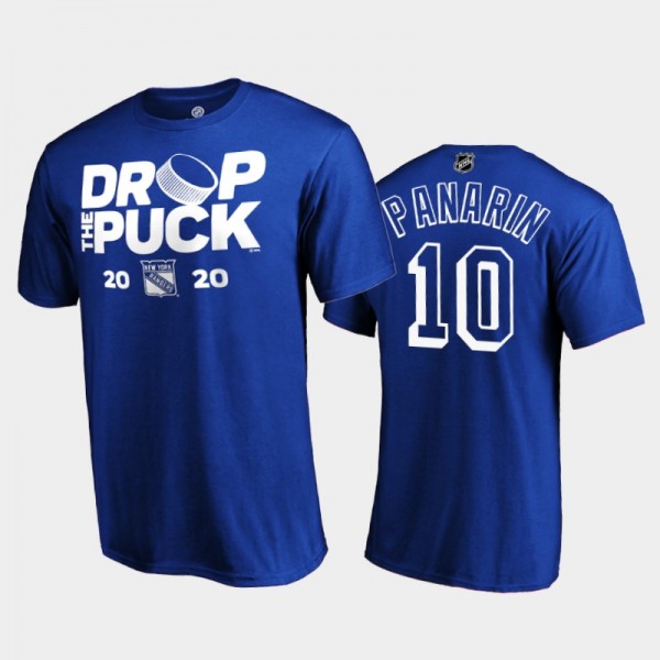 New York Rangers Artemi Panarin #10 2020 Drop the Puck Name & Number Blue T-Shirt