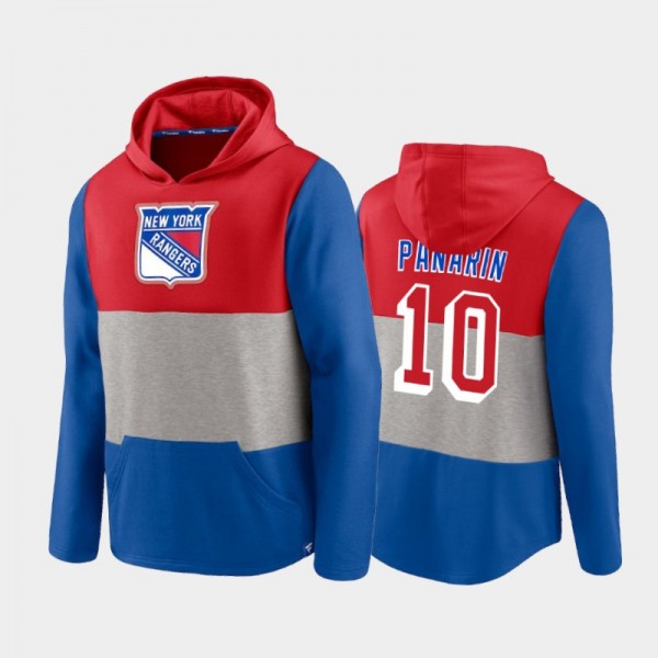Men's New York Rangers Artemi Panarin #10 Prep Colorblock Blue Hoodie